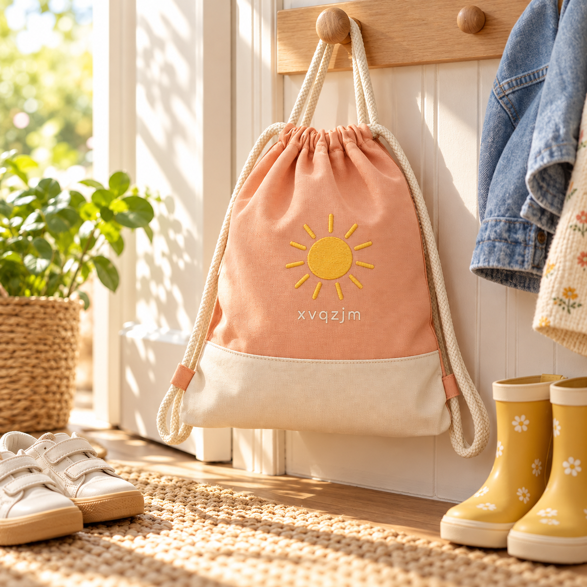 XVQZJM Sunny Day Drawstring Bag — lifestyle view