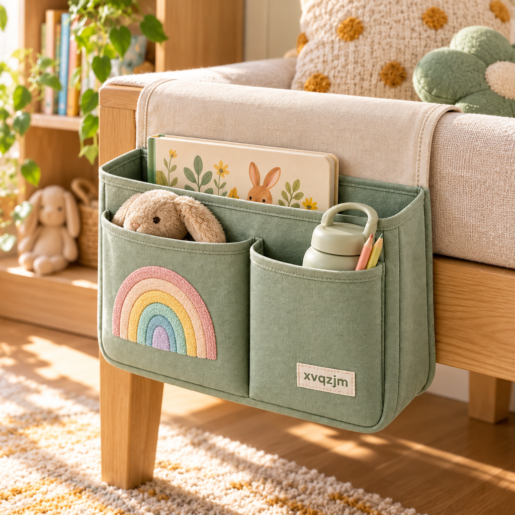 XVQZJM Rainbow Bedside Pocket Caddy — lifestyle view